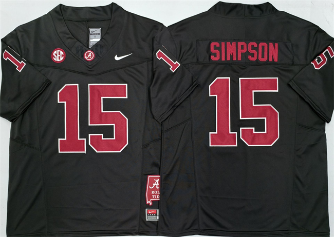 Men's Black Alabama Crimson Tide #15 Ty Simpson F.U.S.E Stitched Football Jersey